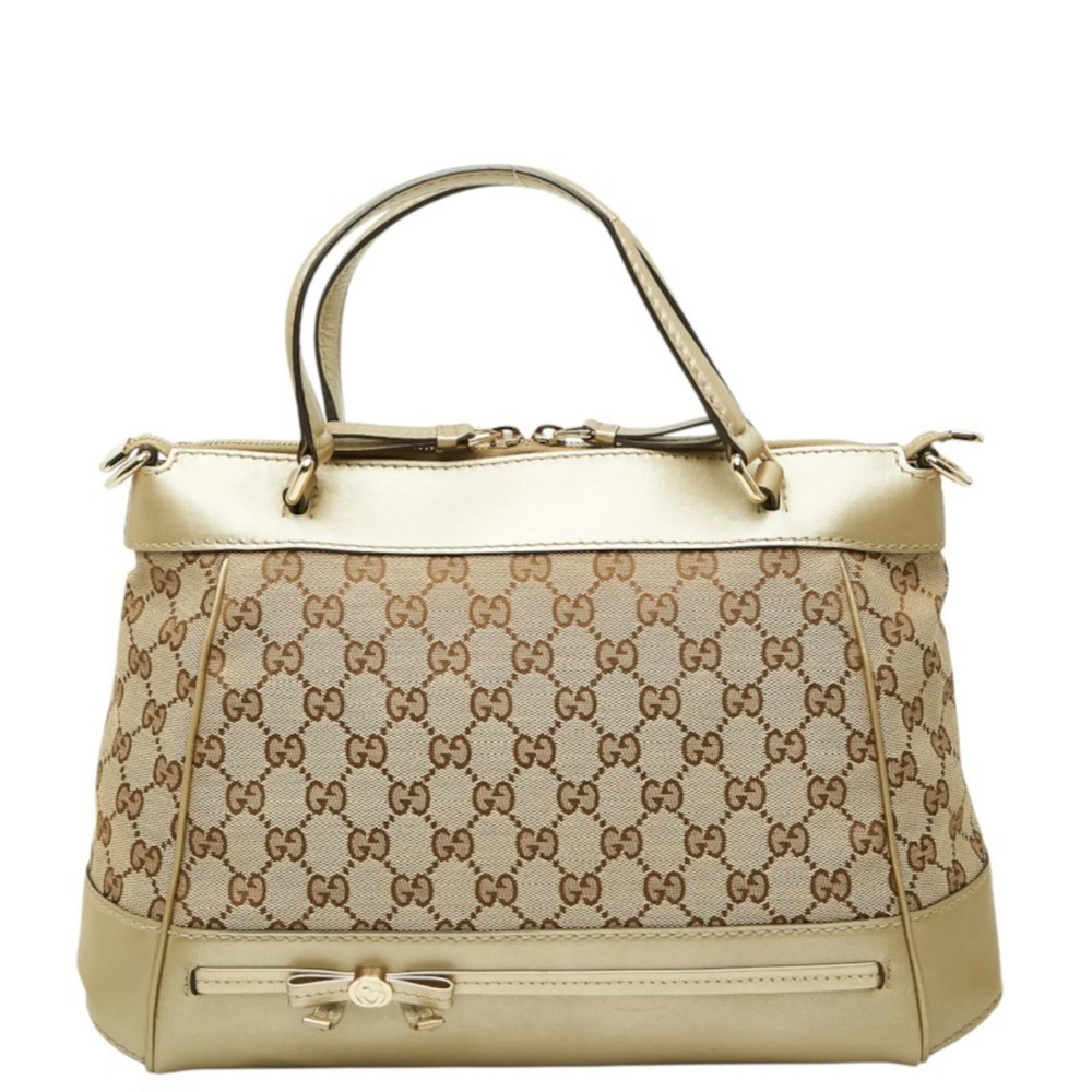 Gucci GG Canvas Mayfair Handbag 269894 Beige Gold Leather Women's GUCCI